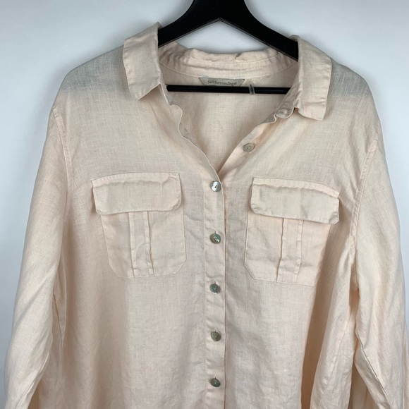 Soft Surroundings Peach Button Up Tunic Linen - Picture 2 of 5